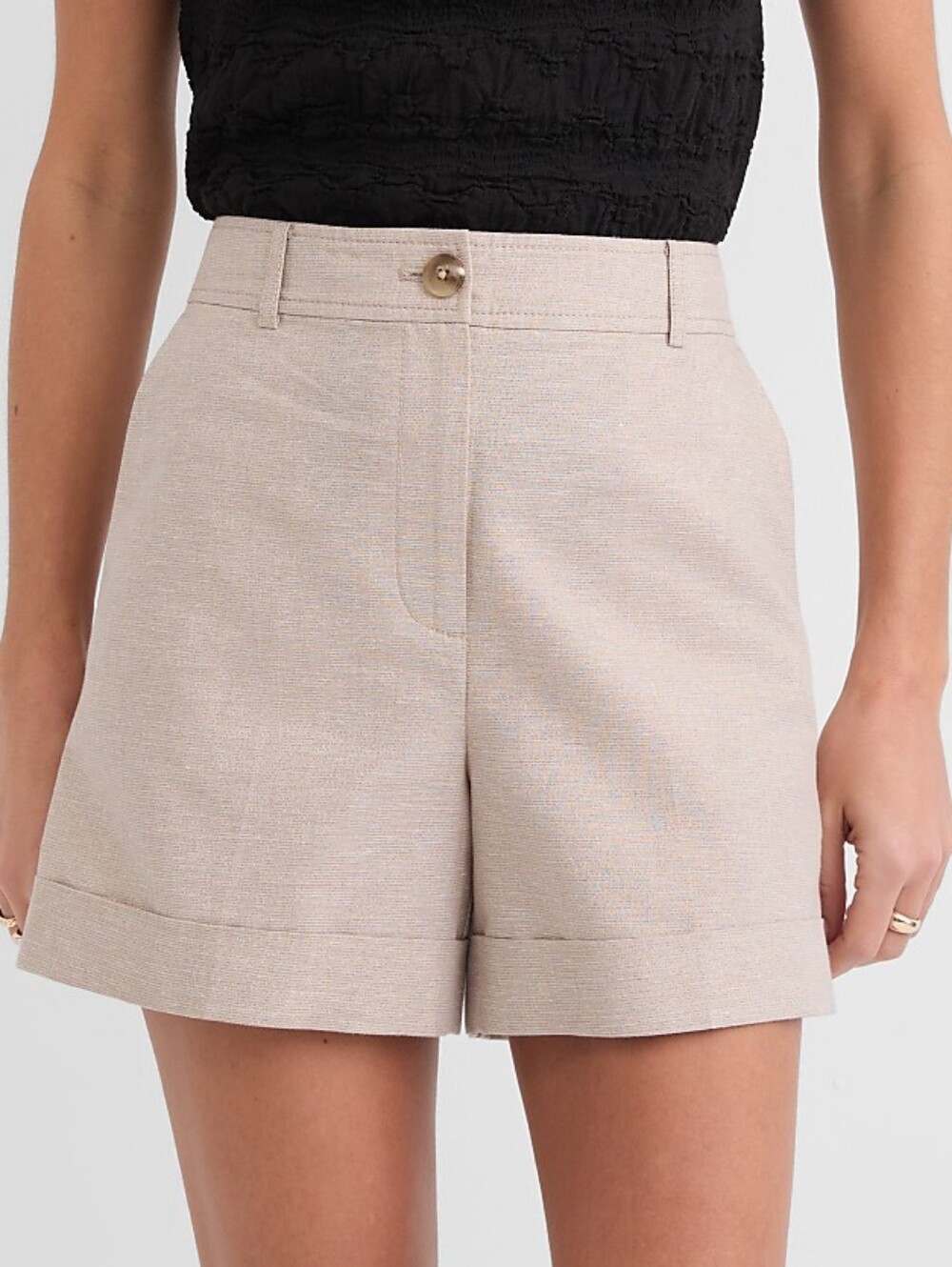 Loft Cuffed Shorts in Shimmer Linen Cotton 0 NWT